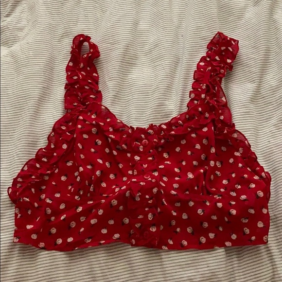Verge Girl Tops - Verge Girl Red Floral Crop Top
